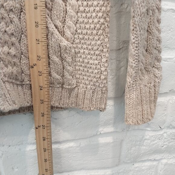 Inis Crafts Sweater Women Small Beige Wool Fisherman Cable Knit Zip Cardigan. - Picture 7 of 8
